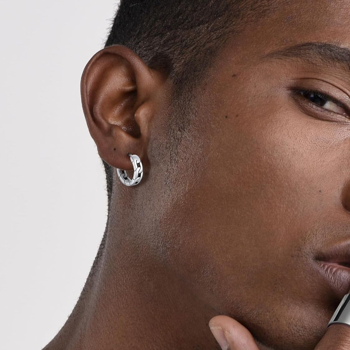 Cuban Chain Link Hypoallergenic Hoops Earrings for Men