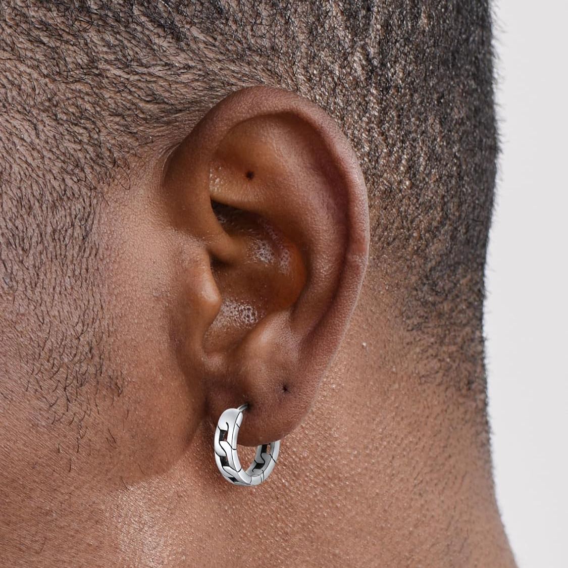 Cuban Chain Link Hypoallergenic Hoops Earrings for Men