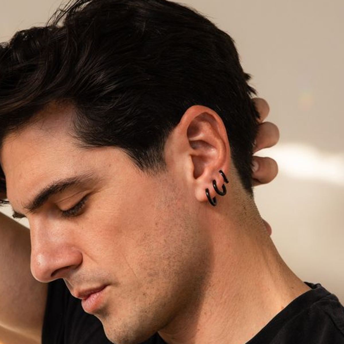 Tiny Cartilage Huggie Hoop Earrings for Men
