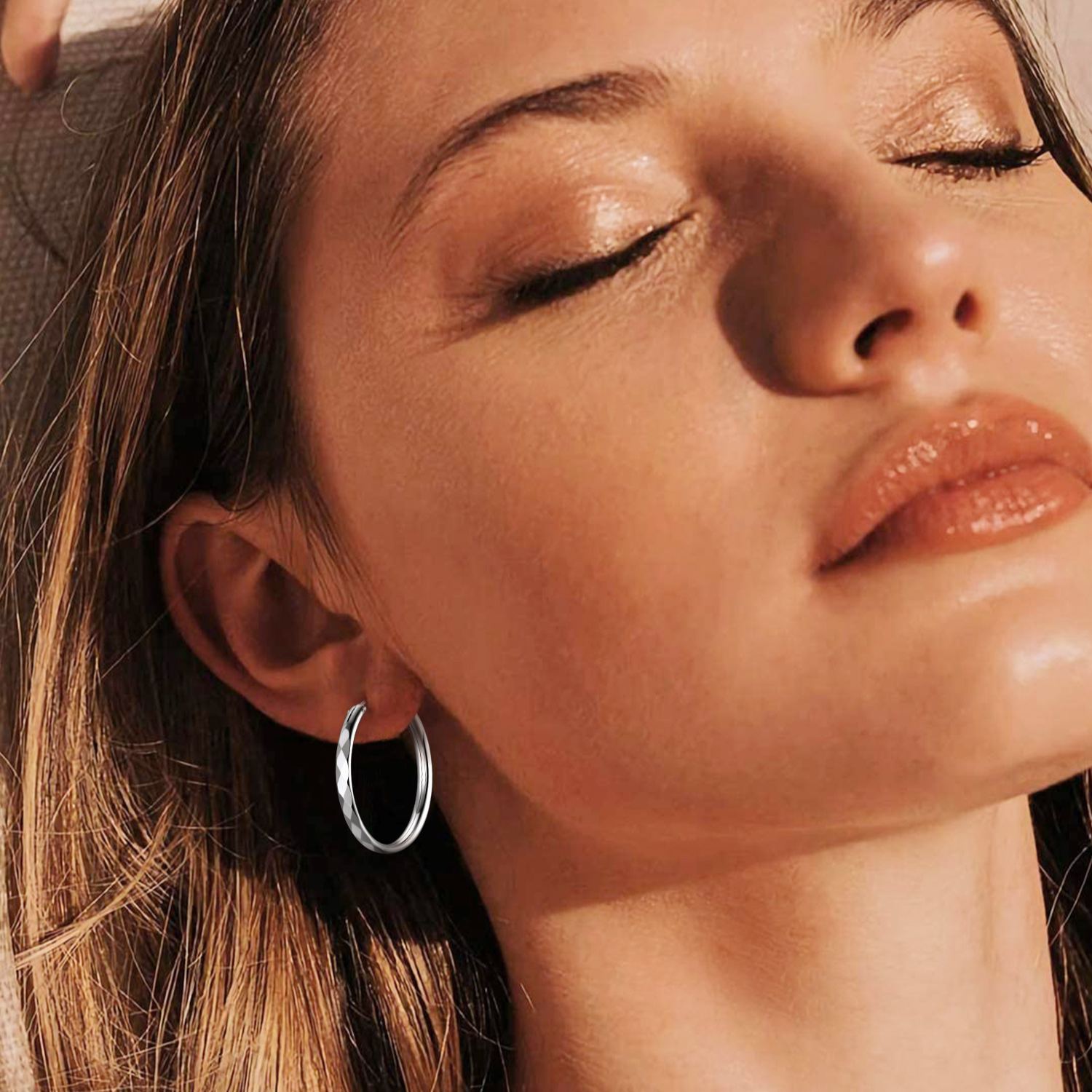 Plated Lightweight Round Circle Endless Hoops Earrings