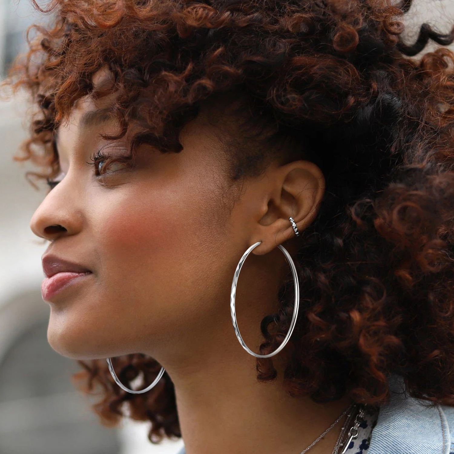 Plated Lightweight Round Circle Endless Hoops Earrings