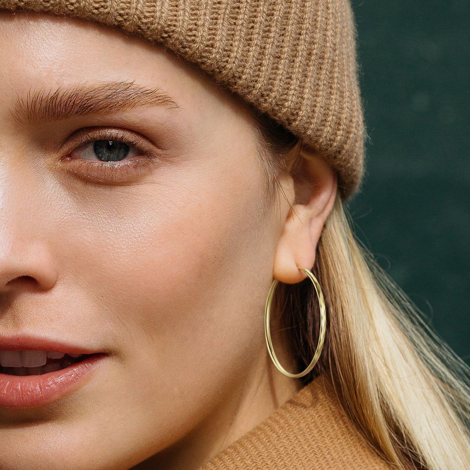 Plated Lightweight Round Circle Endless Hoops Earrings