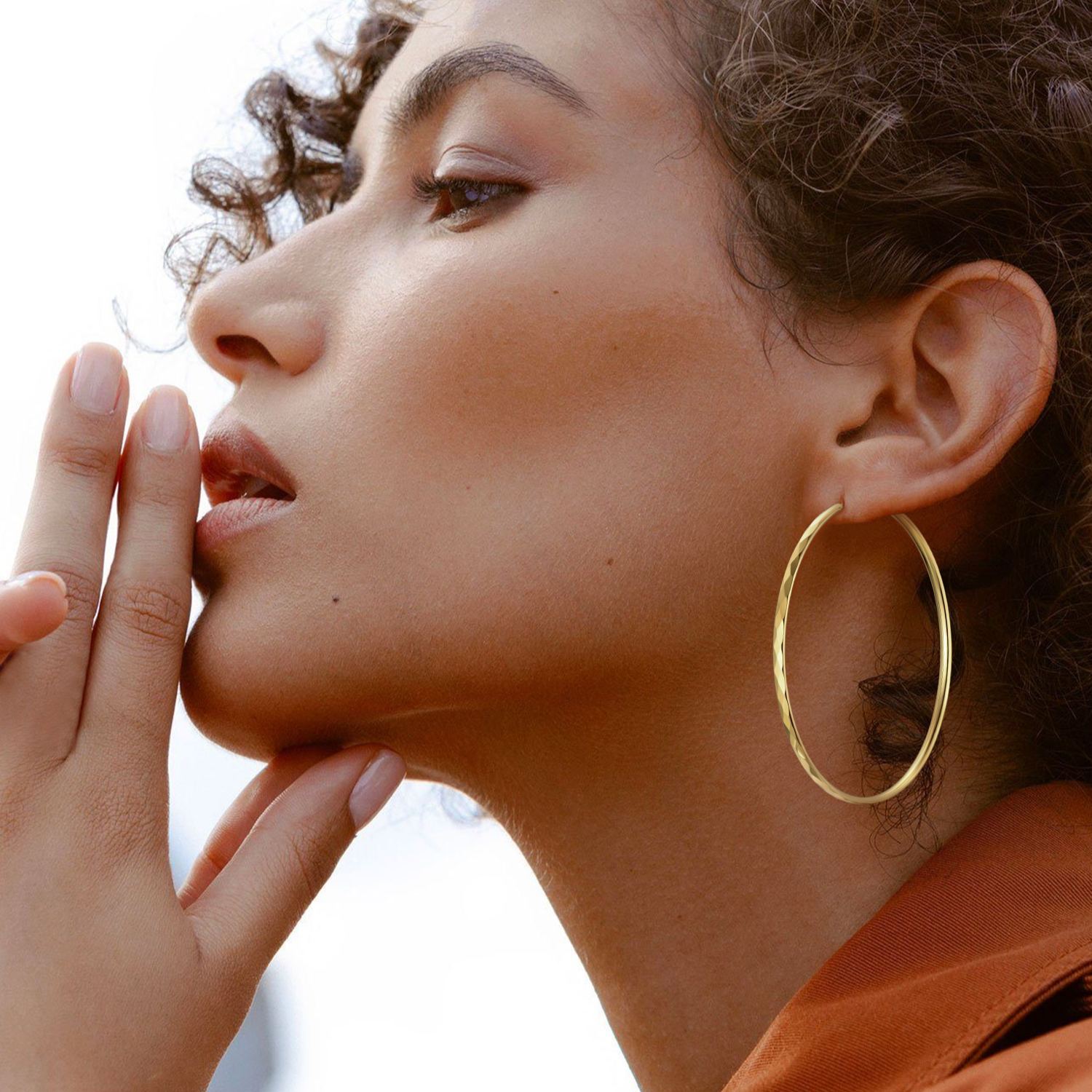 Plated Lightweight Round Circle Endless Hoops Earrings