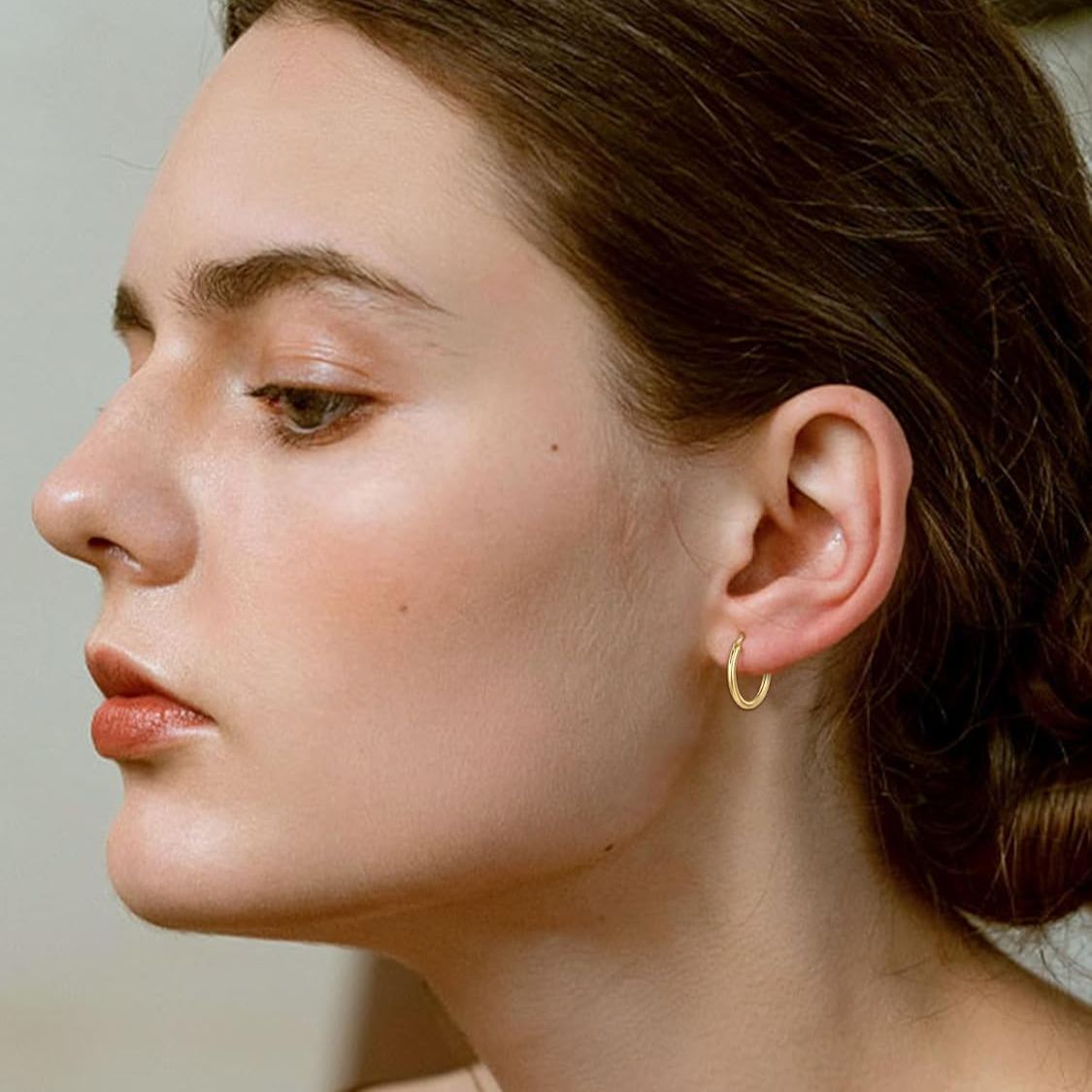 Gold Plated Small Circle Endless Huggie Hoop Earrings for Women, Ladies, Mother, Friends, girlfriend