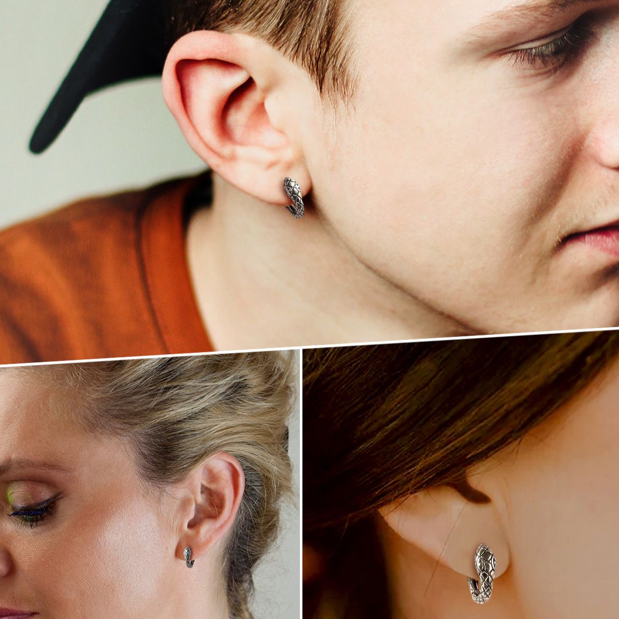 Minimalist Cartilag Snake Huggie Hoop Earrings for Women, Ladies, Men, Mother, Father, Friends, Couples, girlfriend, boyfriend, teenager, husband