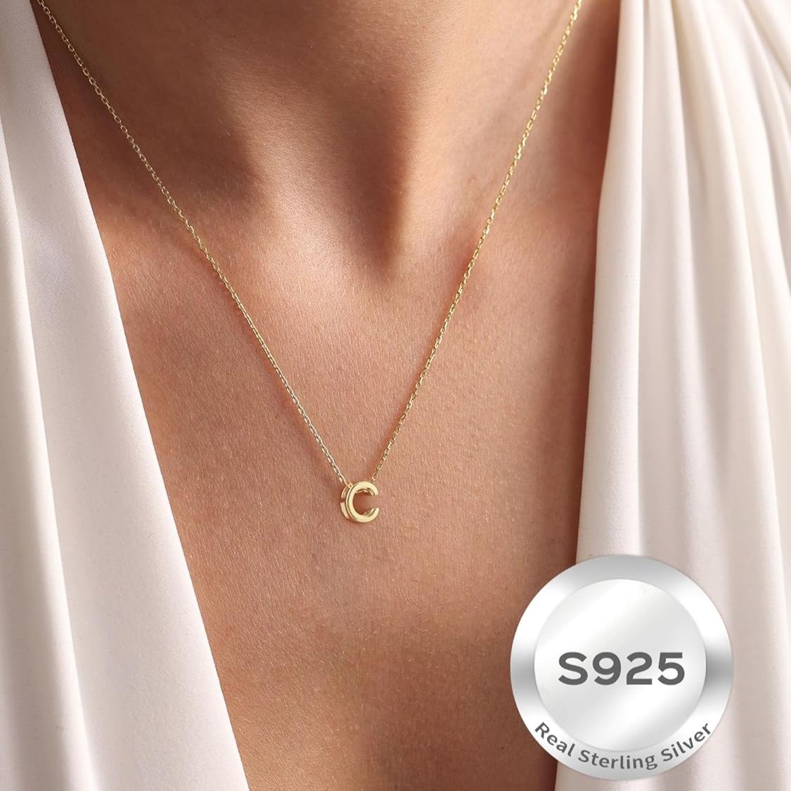 Initial Dainty Necklace for women, silver jewelry, A to Z  jewelry, gift idea