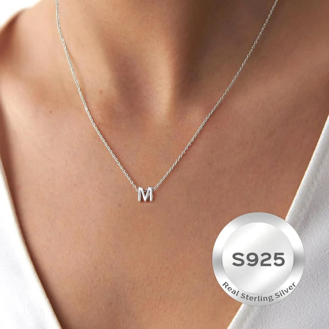 Initial Dainty Necklace for women, silver jewelry, A to Z  jewelry, gift idea