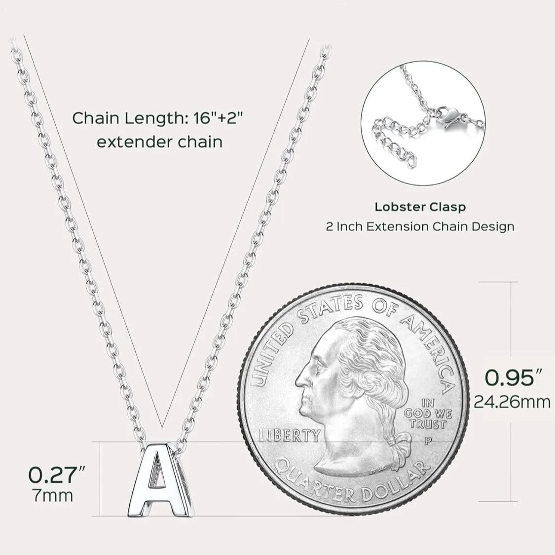 Initial Dainty Necklace for women, silver jewelry, A to Z  jewelry, gift idea