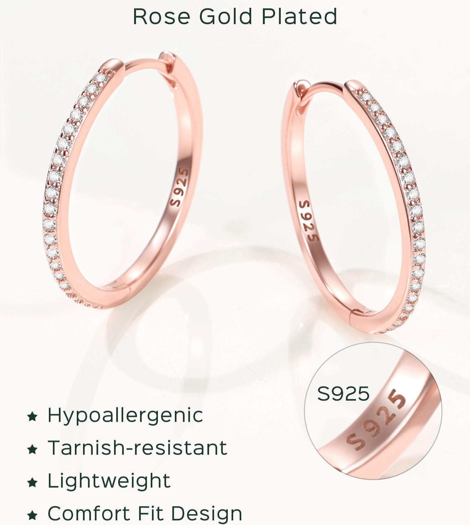 ChicSilver Sterling Silver  Cubic Zirconia Huggie Hoop Earring