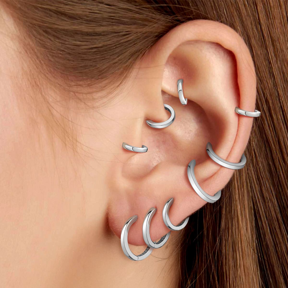 Tiny Cartilage Huggie Hoop Earrings in Different Size
