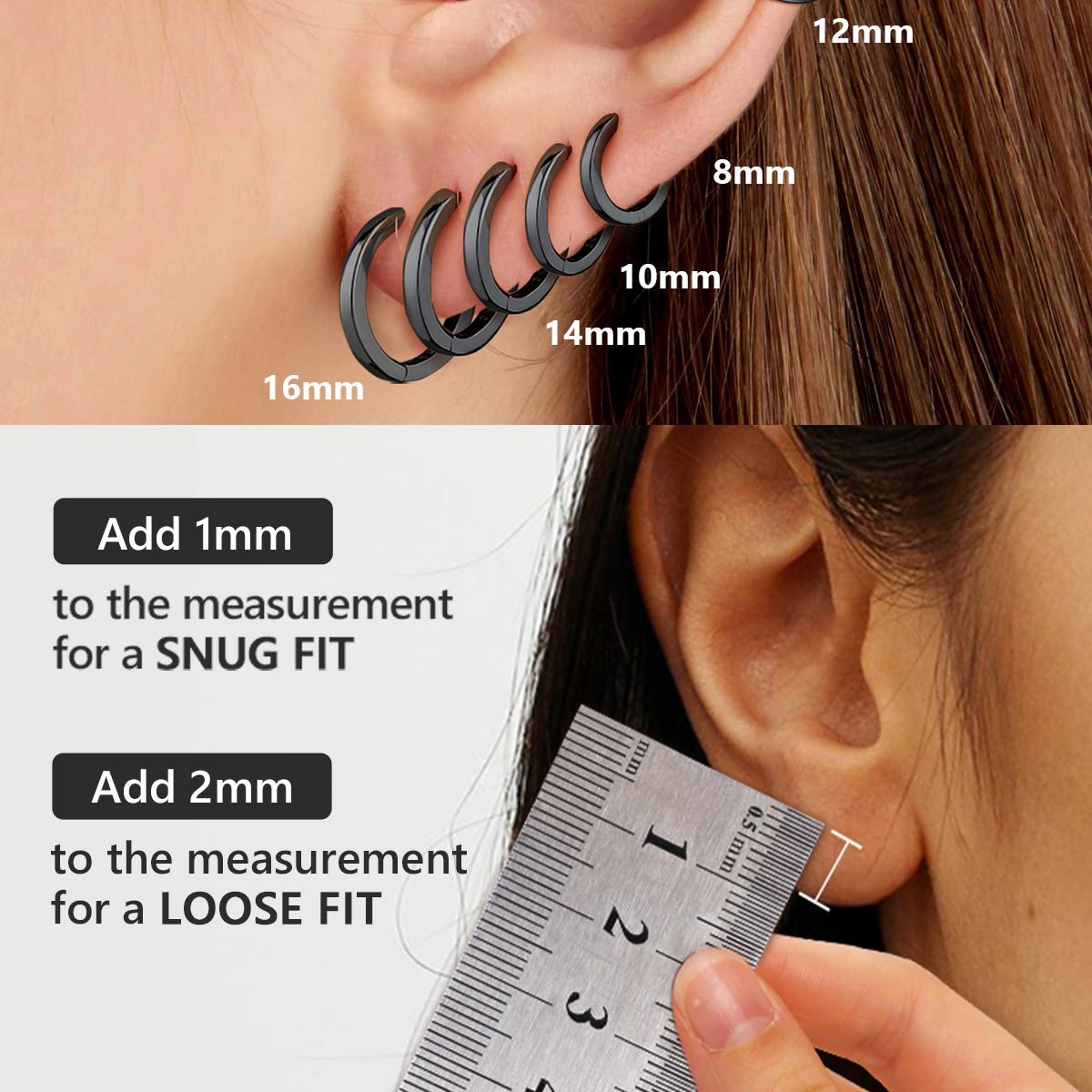 Tiny Cartilage Huggie Hoop Earrings size guide