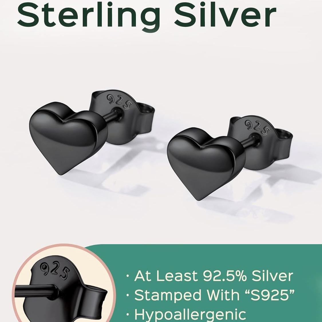 Classic 7mm Heart Stud Earrings for Women and Men,  silver jewelry, gift idea, Sterling silver earrings