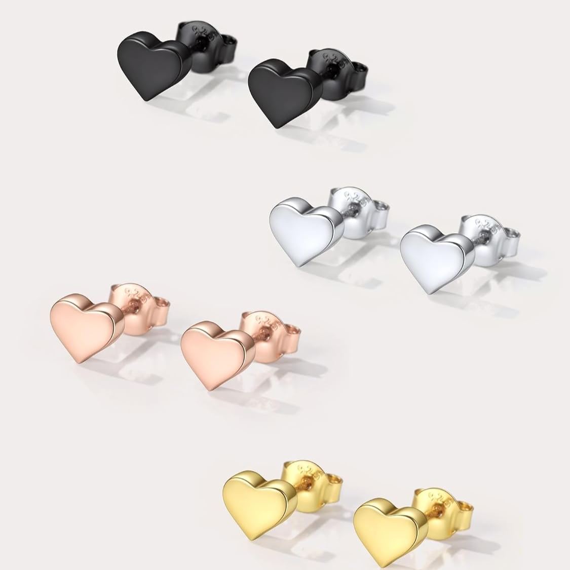 Classic 7mm Heart Stud Earrings for Women and Men,  silver jewelry, gift idea, Sterling silver earrings