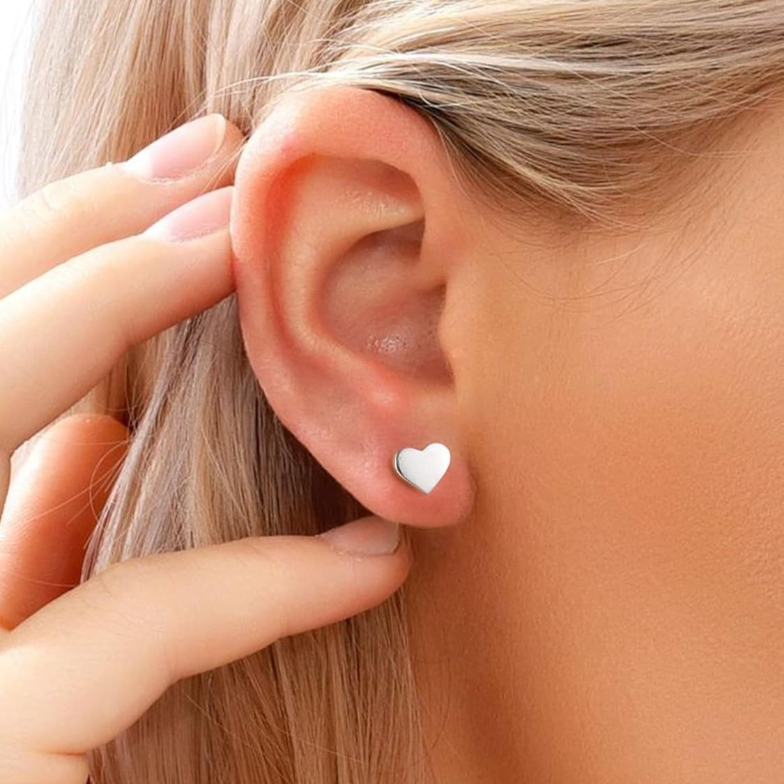 Classic 7mm Heart Stud Earrings for Women and Men,  silver jewelry, gift idea, Sterling silver earrings