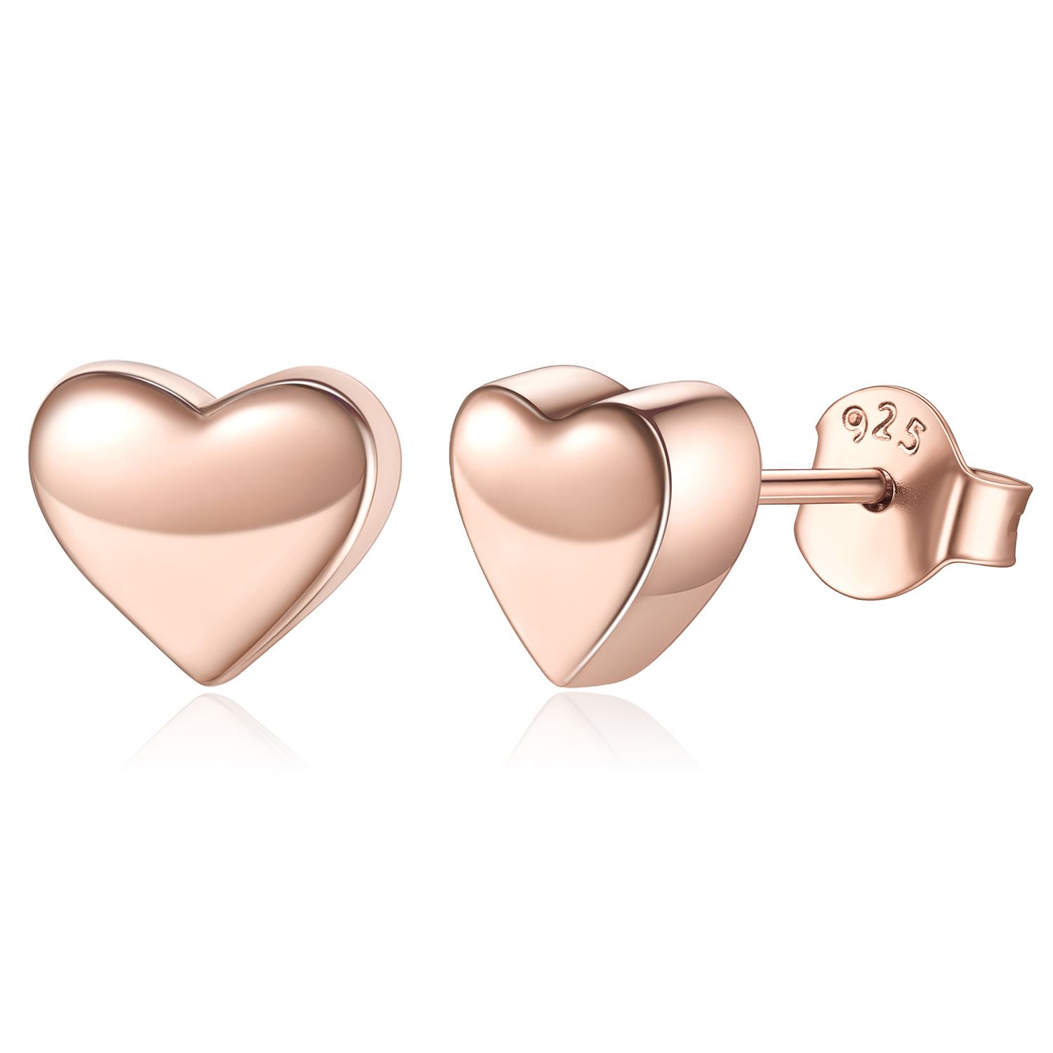 Classic 7mm Heart Stud Earrings for Women and Men,  silver jewelry, gift idea, Sterling silver earrings