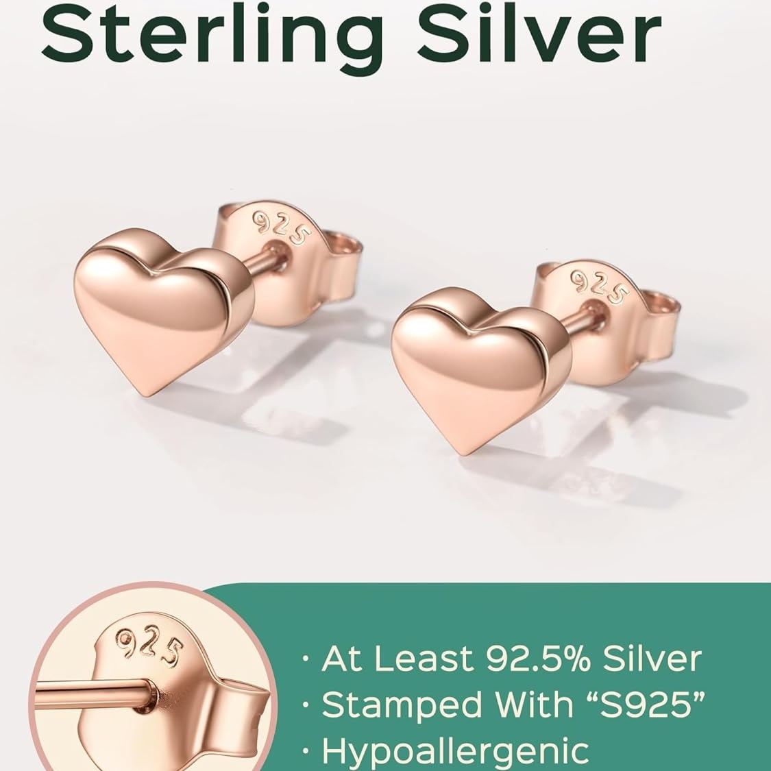 Classic 7mm Heart Stud Earrings for Women and Men,  silver jewelry, gift idea, Sterling silver earrings