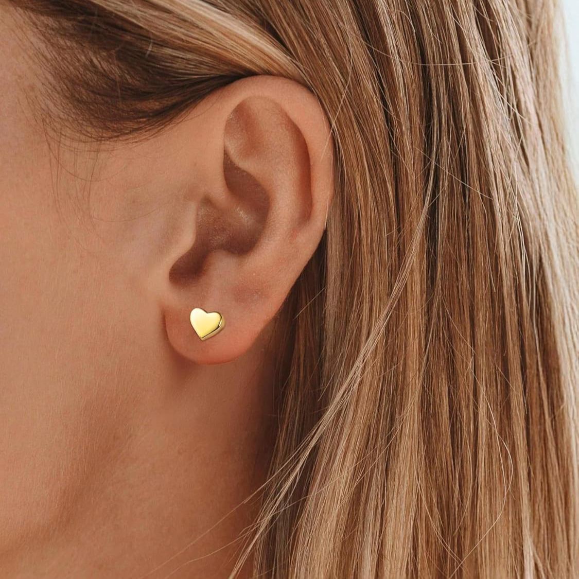 Classic 7mm Heart Stud Earrings for Women and Men,  silver jewelry, gift idea, Sterling silver earrings