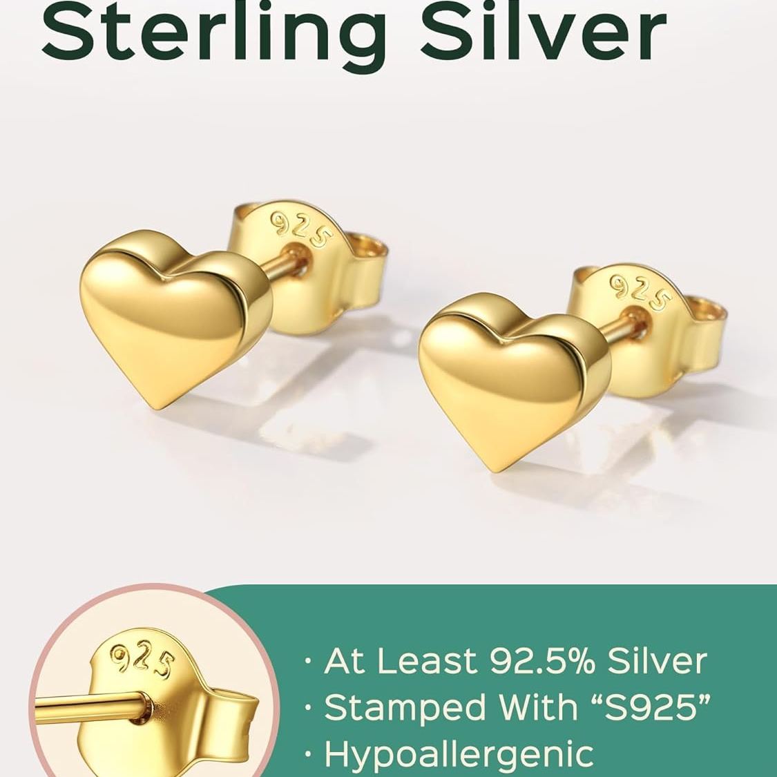 Classic 7mm Heart Stud Earrings for Women and Men,  silver jewelry, gift idea, Sterling silver earrings