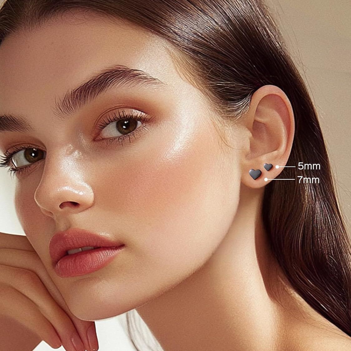 Classic 5mm Heart Stud Earrings for Women and Men, silver jewelry, gift idea, Sterling silver earrings