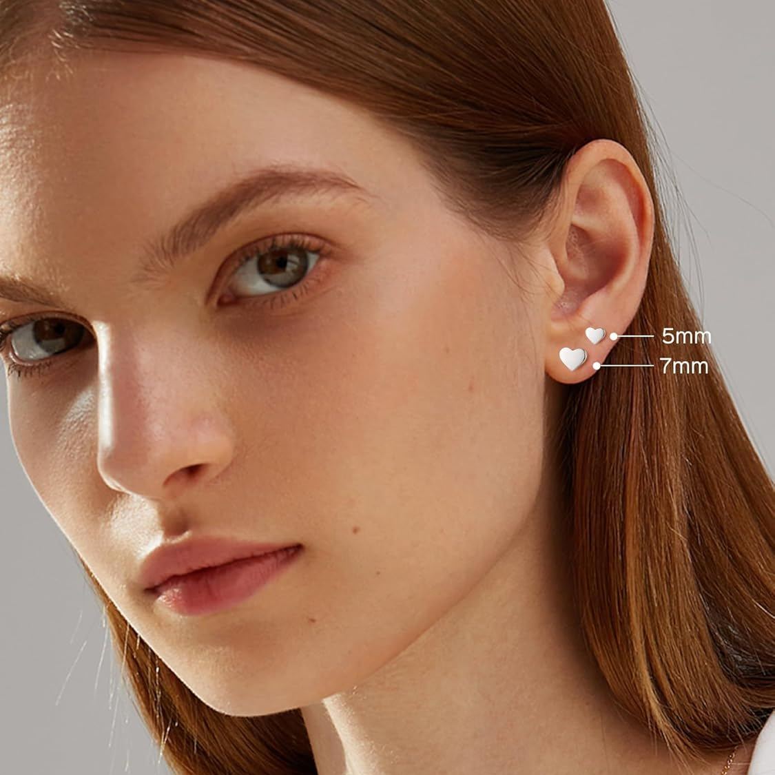 Classic 5mm Heart Stud Earrings for Women and Men, silver jewelry, gift idea, Sterling silver earrings,