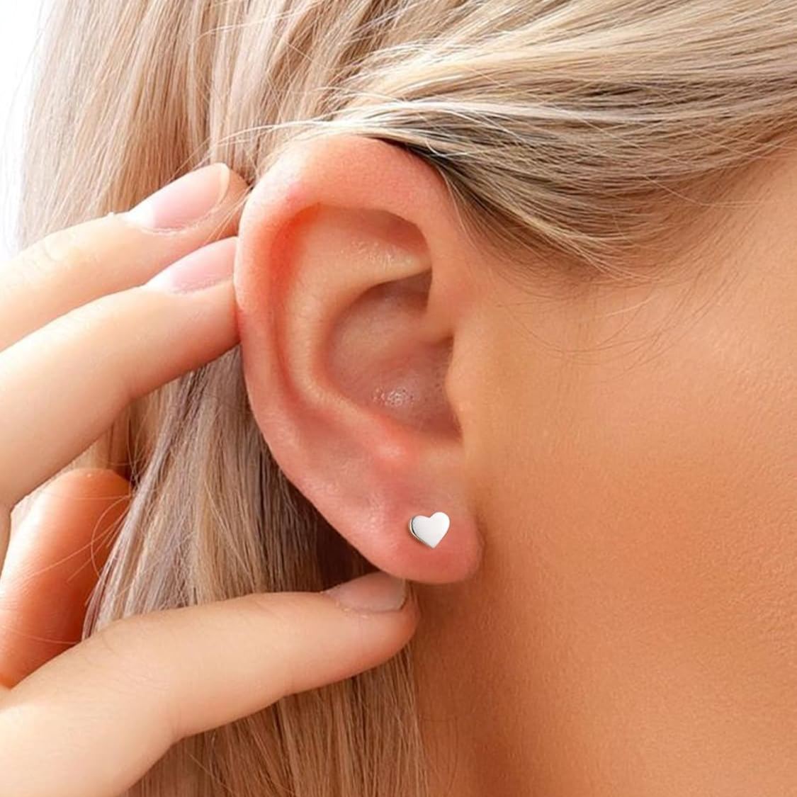 Classic 5mm Heart Stud Earrings for Women and Men, silver jewelry, gift idea, Sterling silver earrings,