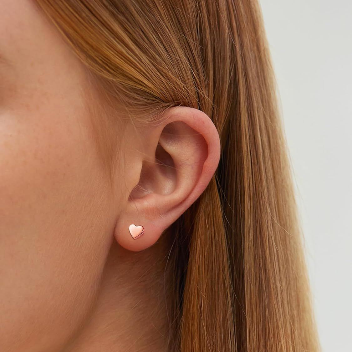 Rose Gold Classic 5mm Heart Stud Earrings for Women and Men, silver jewelry, gift idea, Sterling silver earrings