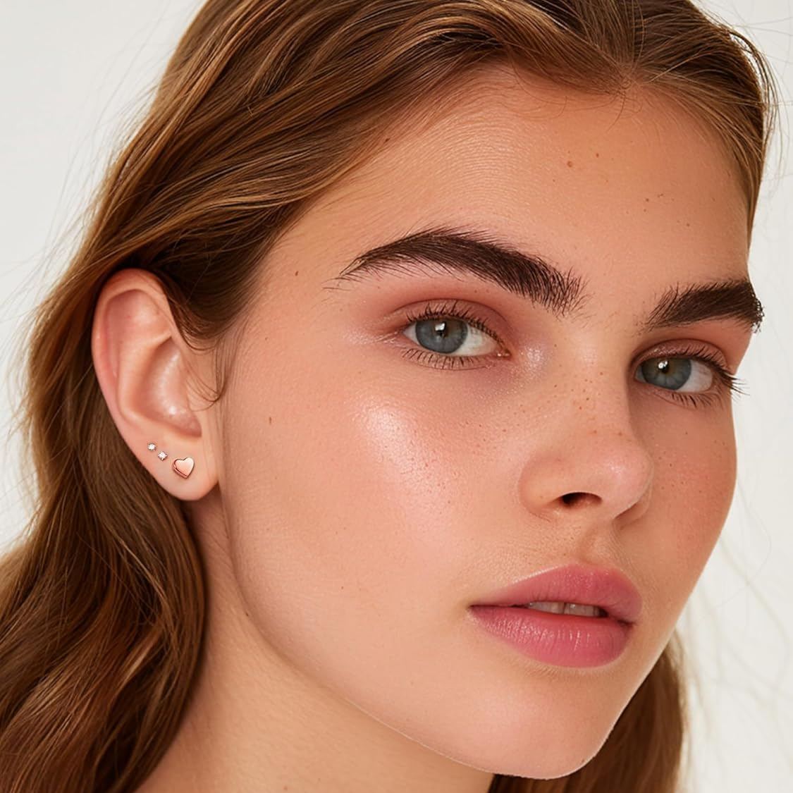 Rose Gold Classic 5mm Heart Stud Earrings for Women and Men, silver jewelry, gift idea, Sterling silver earrings