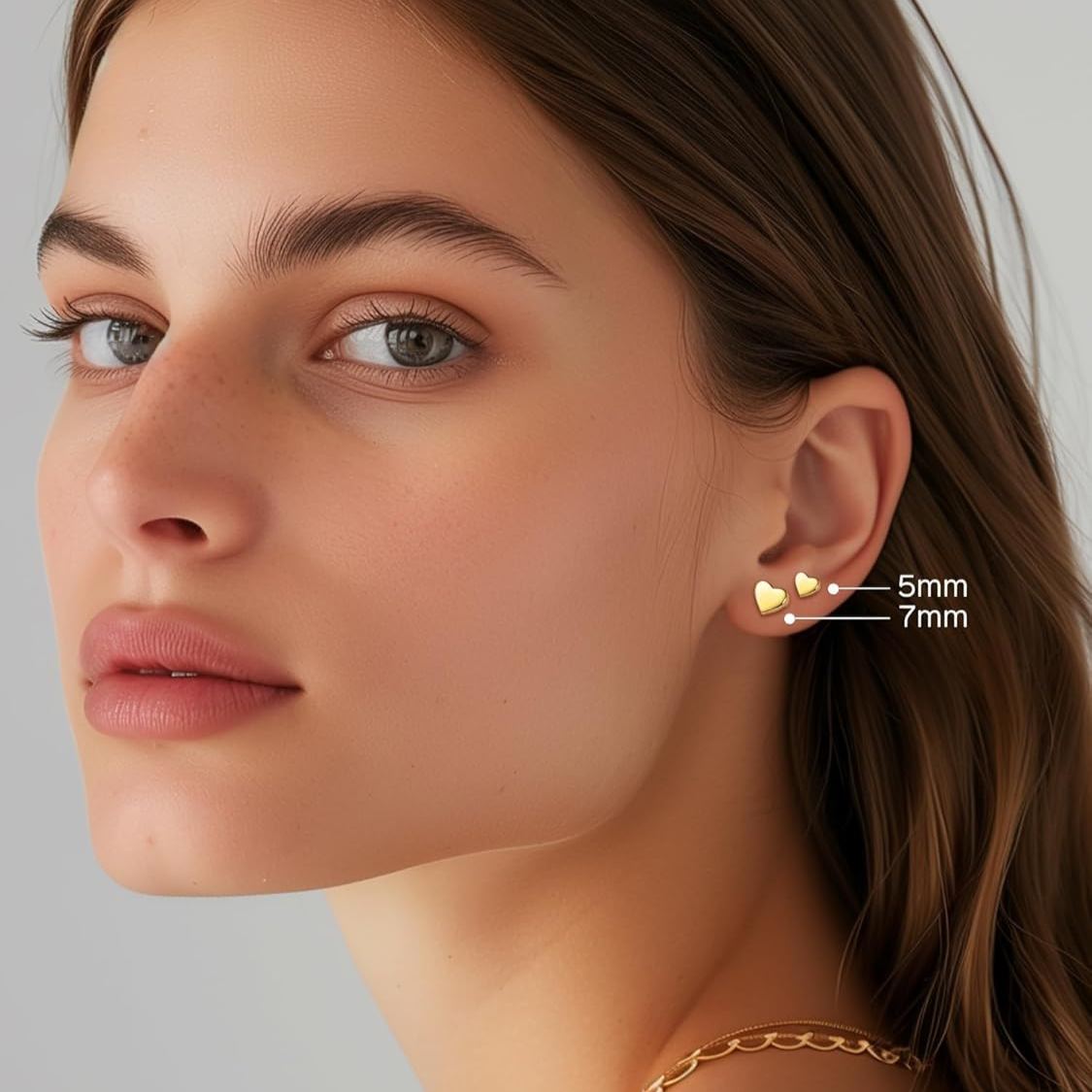 Gold Classic 5mm Heart Stud Earrings for Women and Men, silver jewelry, gift idea, Sterling silver earrings, 925 sterling silver earrings