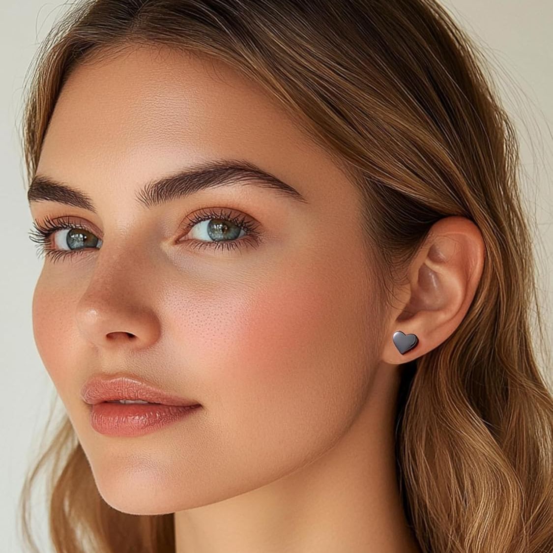 Black Classic 10mm Heart Stud Earrings for Women and Men, silver jewelry, gift idea, Sterling silver earrings, 925 sterling silver earrings