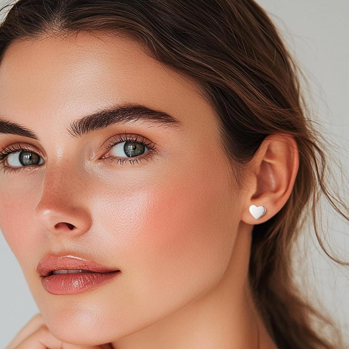 Silver Classic 10mm Heart Stud Earrings for Women and Men, silver jewelry, gift idea, Sterling silver earrings, 925 sterling silver earrings