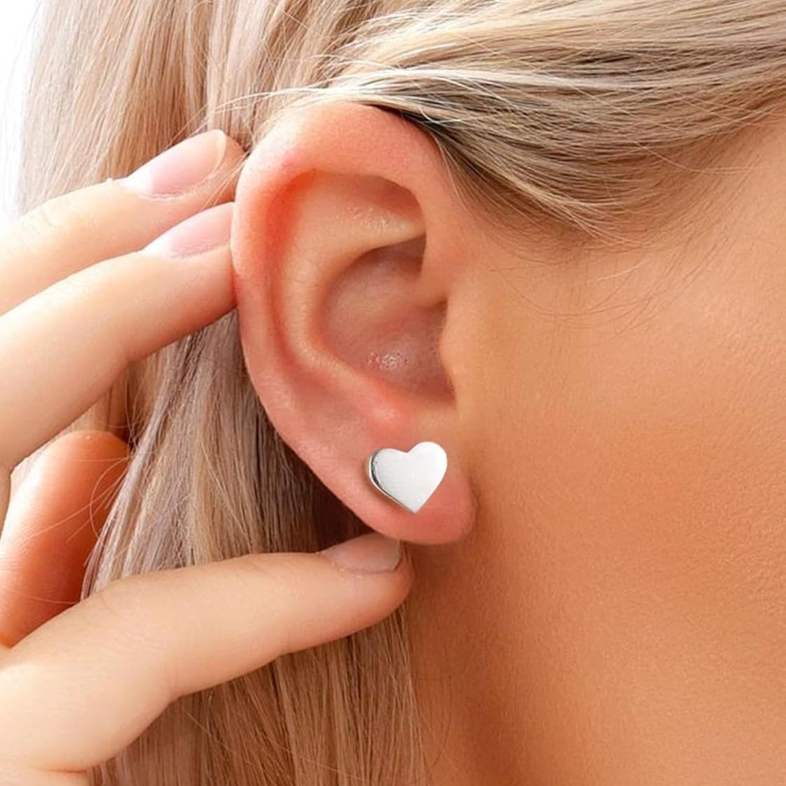 Silver Classic 10mm Heart Stud Earrings for Women and Men, silver jewelry, gift idea, Sterling silver earrings, 925 sterling silver earrings