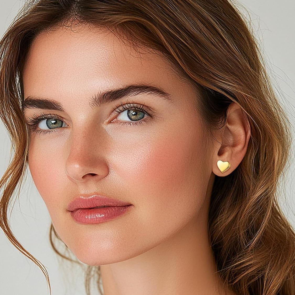 Gold Classic 10mm Heart Stud Earrings for Women and Men, silver jewelry, gift idea, Sterling silver earrings, 925 sterling silver earrings