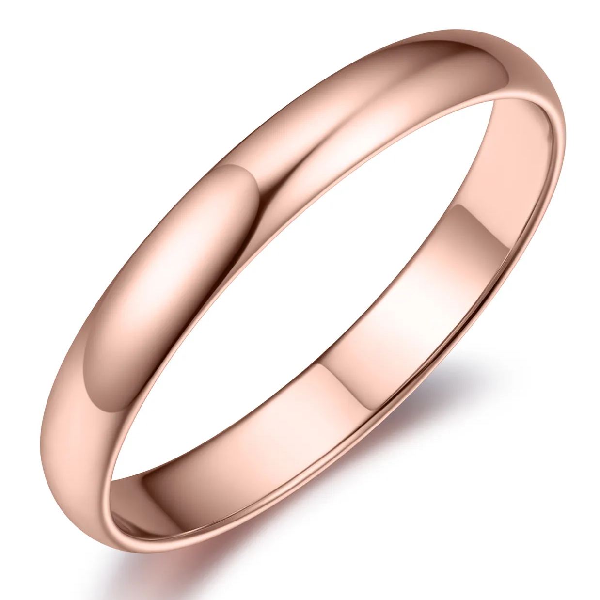 Rose Gold Plain Dome High Polished Wedding Band Rings