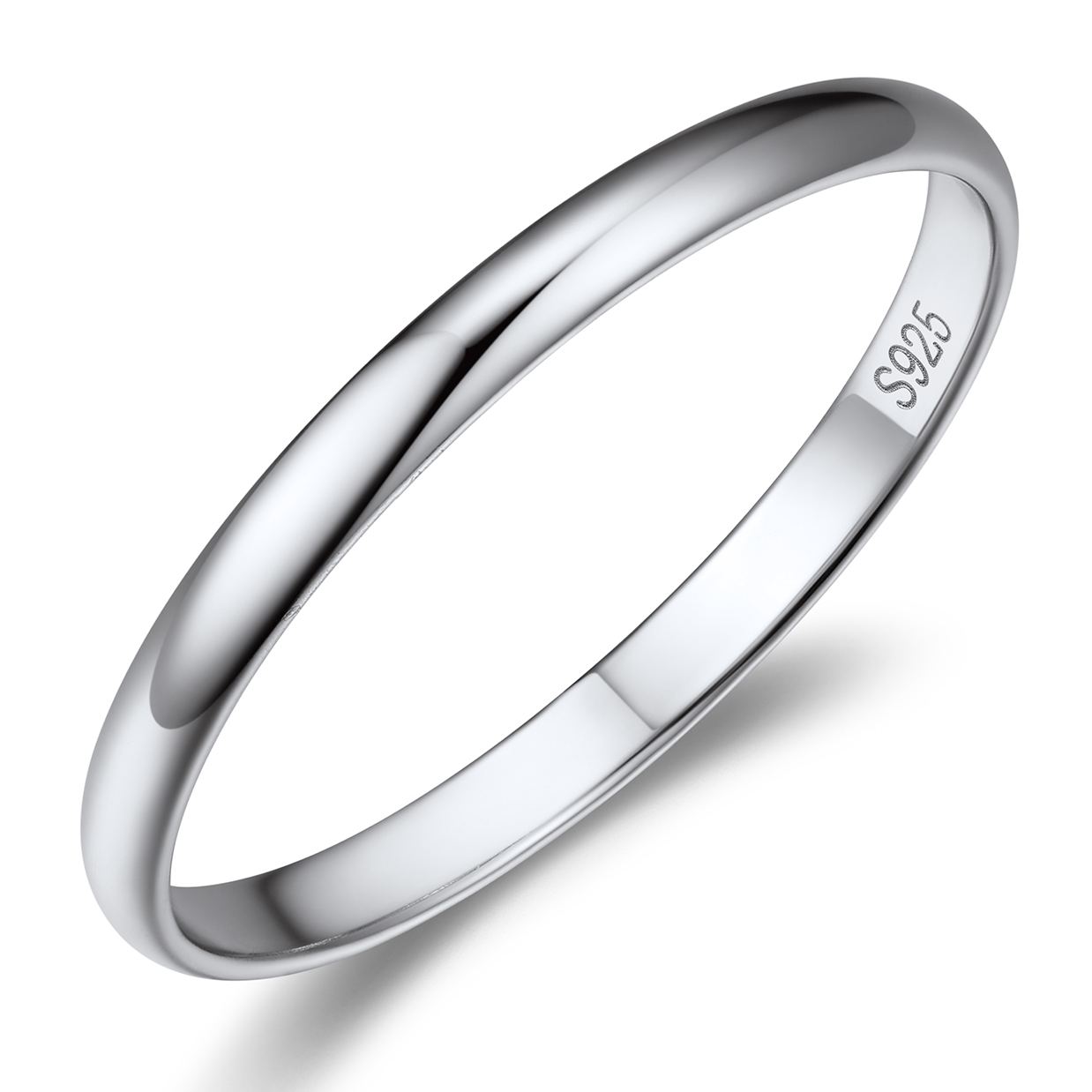 Silver Plain Dome High Polished Wedding Band Rings