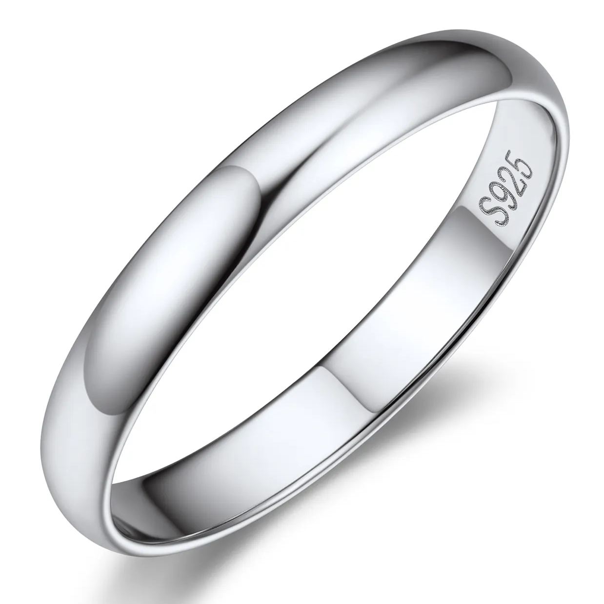 Silver Plain Dome High Polished Wedding Band Rings
