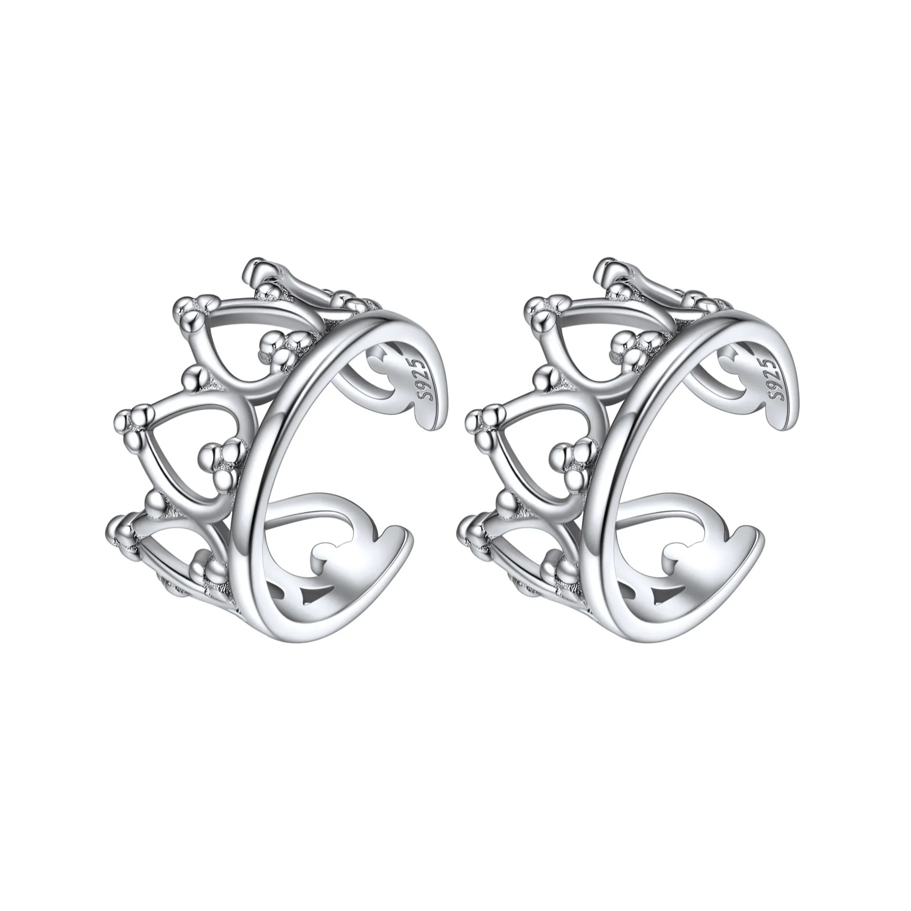 Crown Non Piercing Clip on Cartilage Cuff Earrings