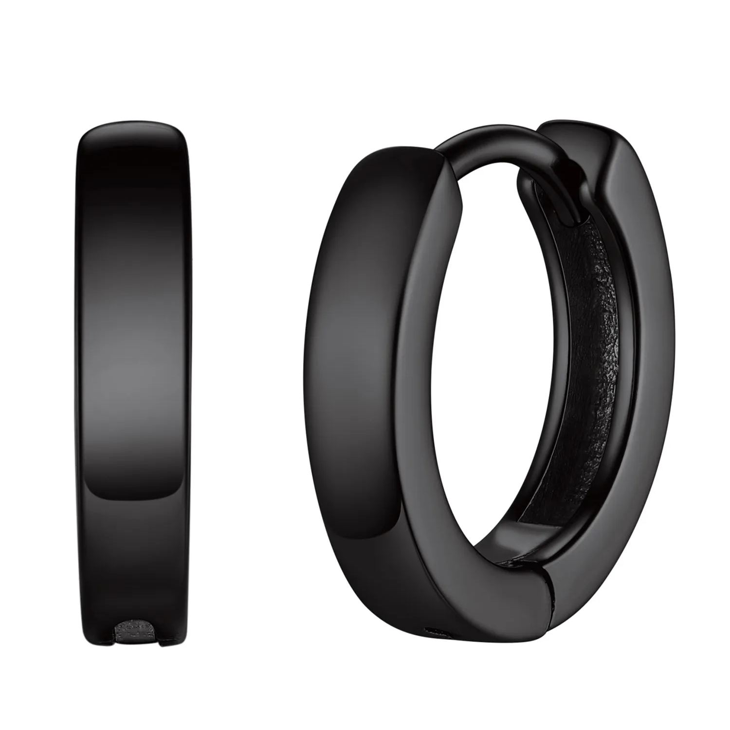 Black High polish Small Huggie Hoop Earrings