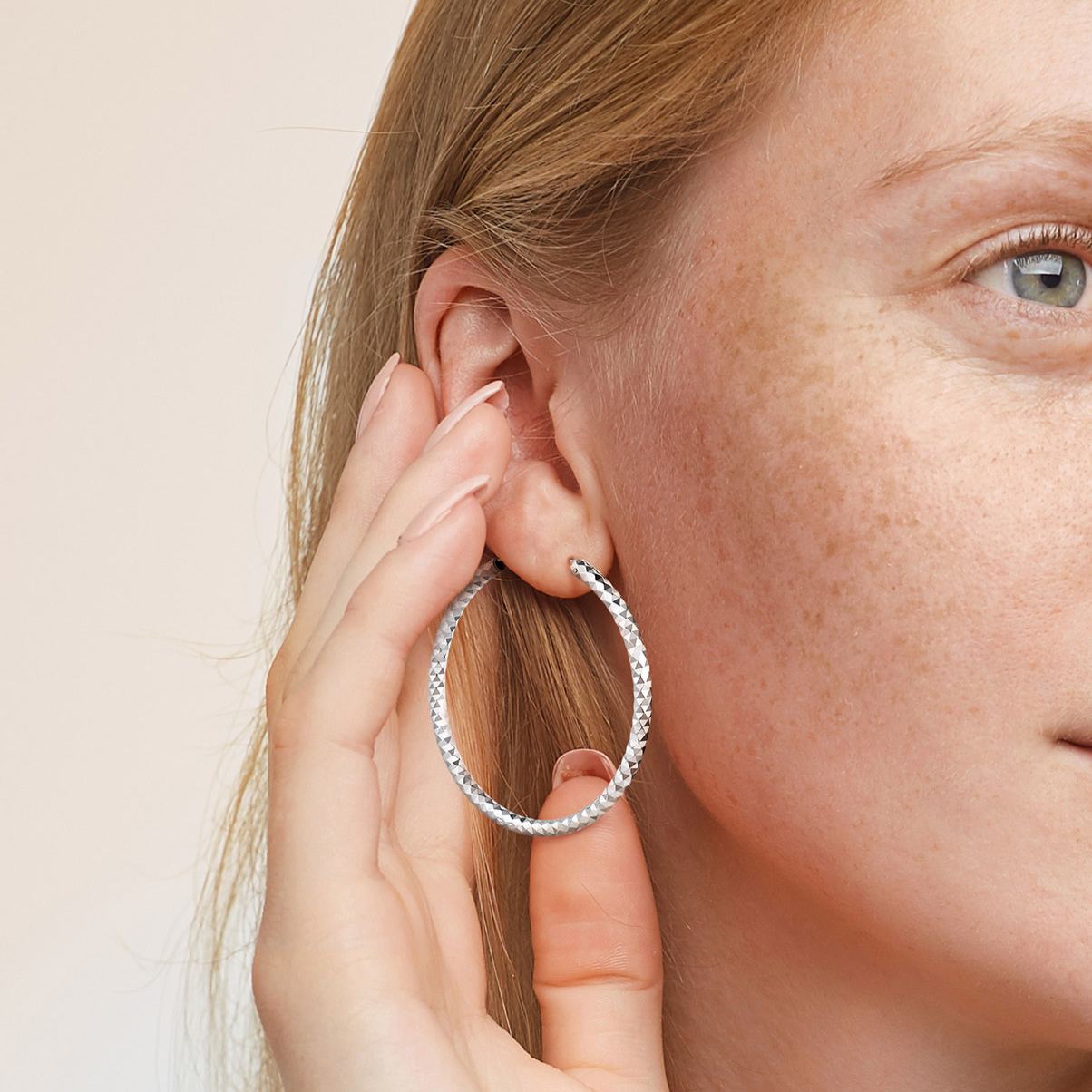 Hypoallergenic Diamond Cut Hoop Earrings for Women, Ladies, Mother, Friends, Couples, girlfriend