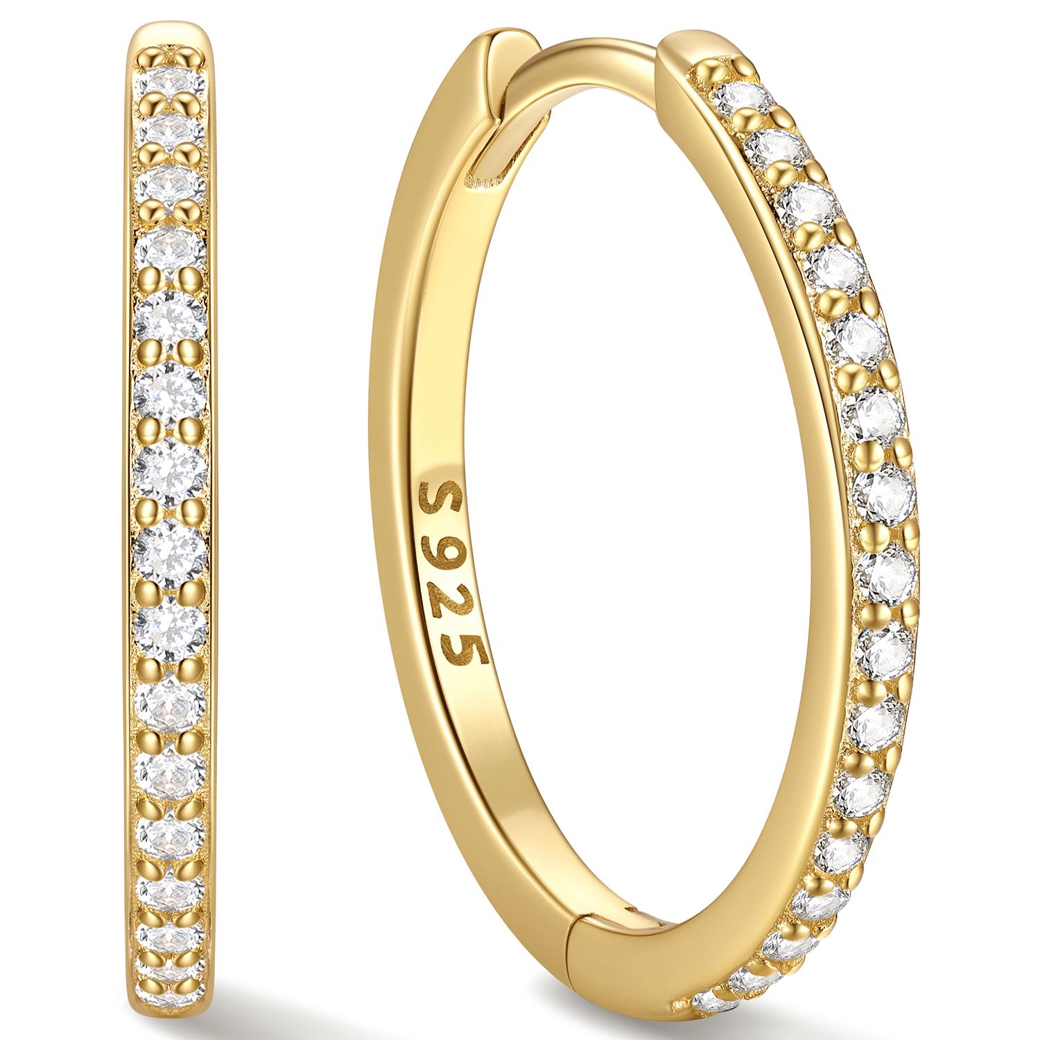 Cubic Zirconia Huggie Hoop Earring Gold 18mm - main image 