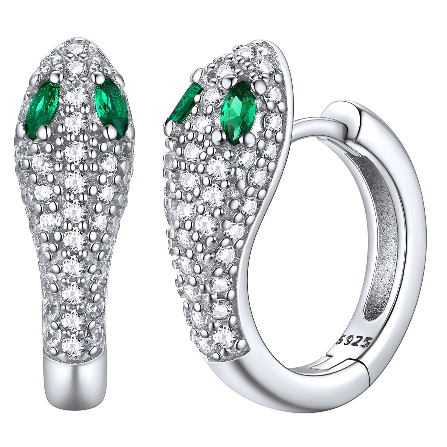 Snake Eye CZ Hoop Earrings In 925 Sterling Silver - main image