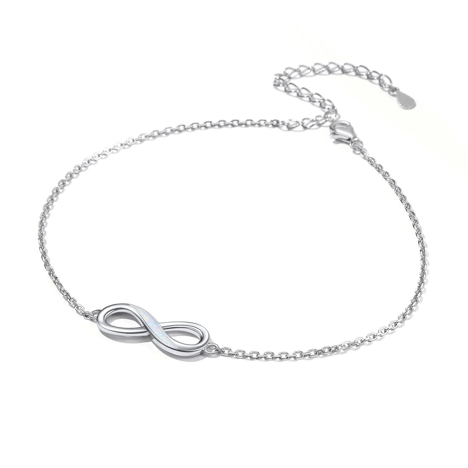 Sterling Silver Opal Infinity Anklet