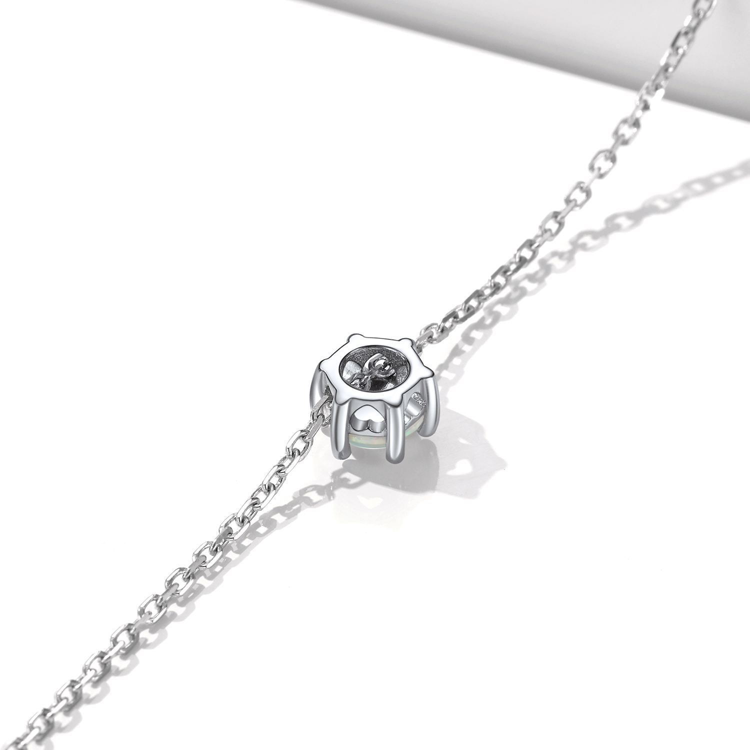 Sterling Silver 6mm Opal Anklet for Women