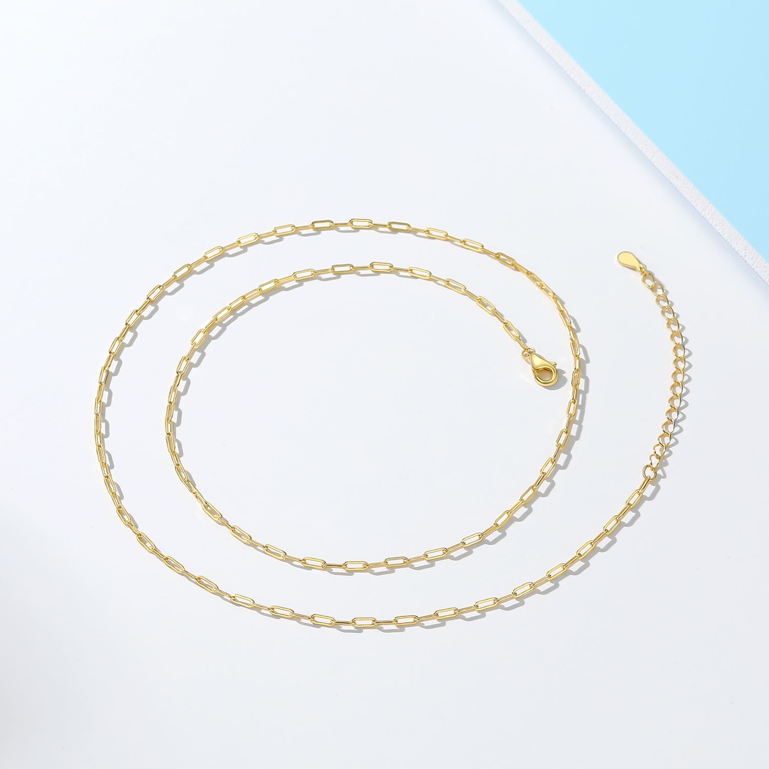 1.7mm Sterling Silver Paperclip Necklace For Women