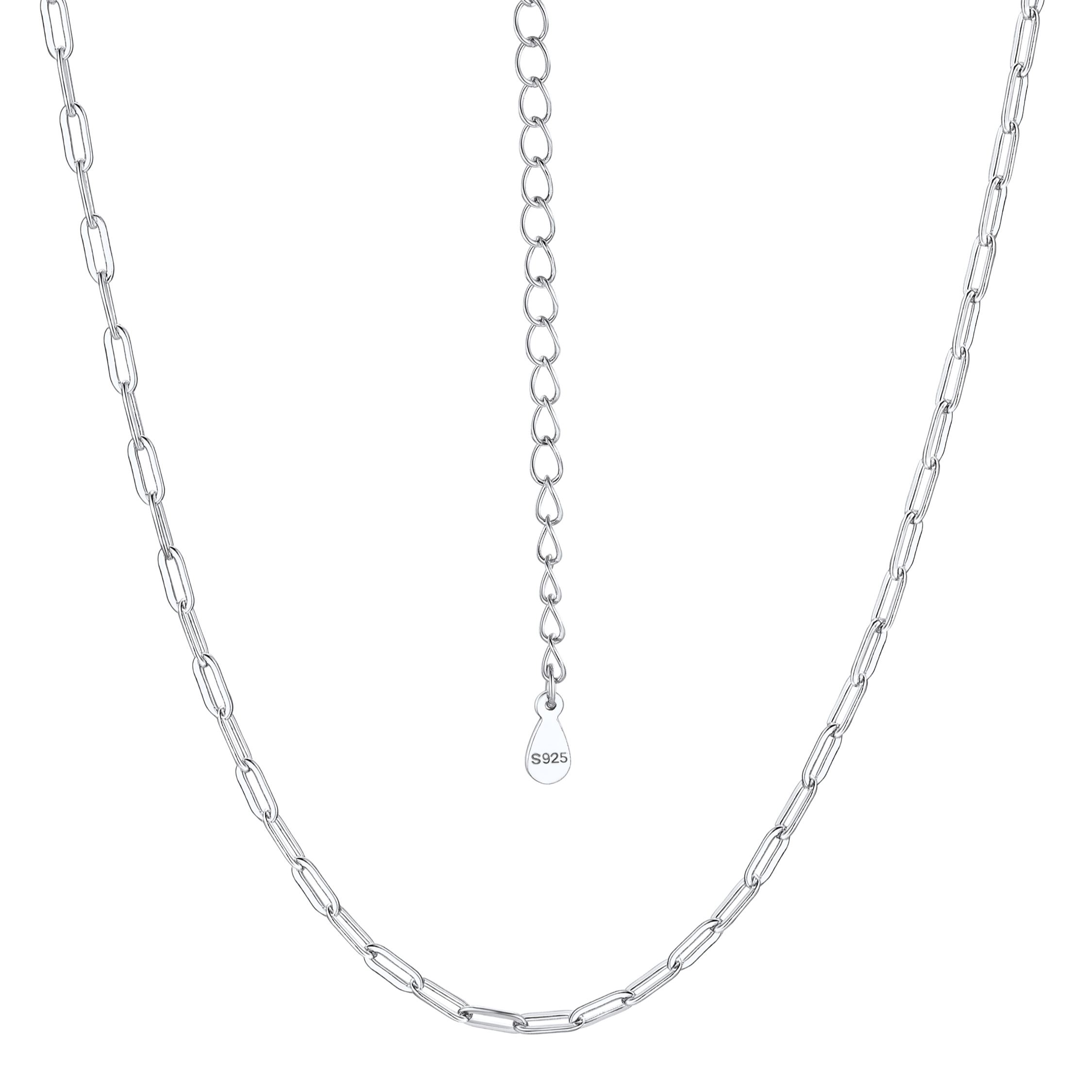 1.7mm Sterling Silver Paperclip Necklace For Women