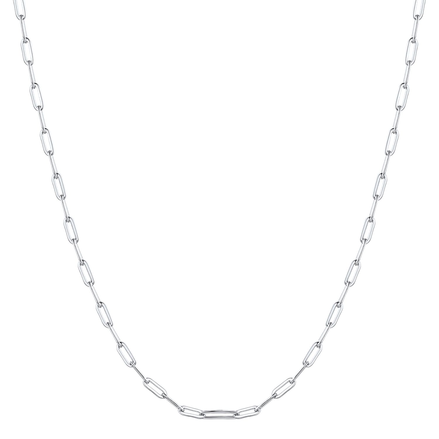 1.7mm Sterling Silver Paperclip Necklace For Women