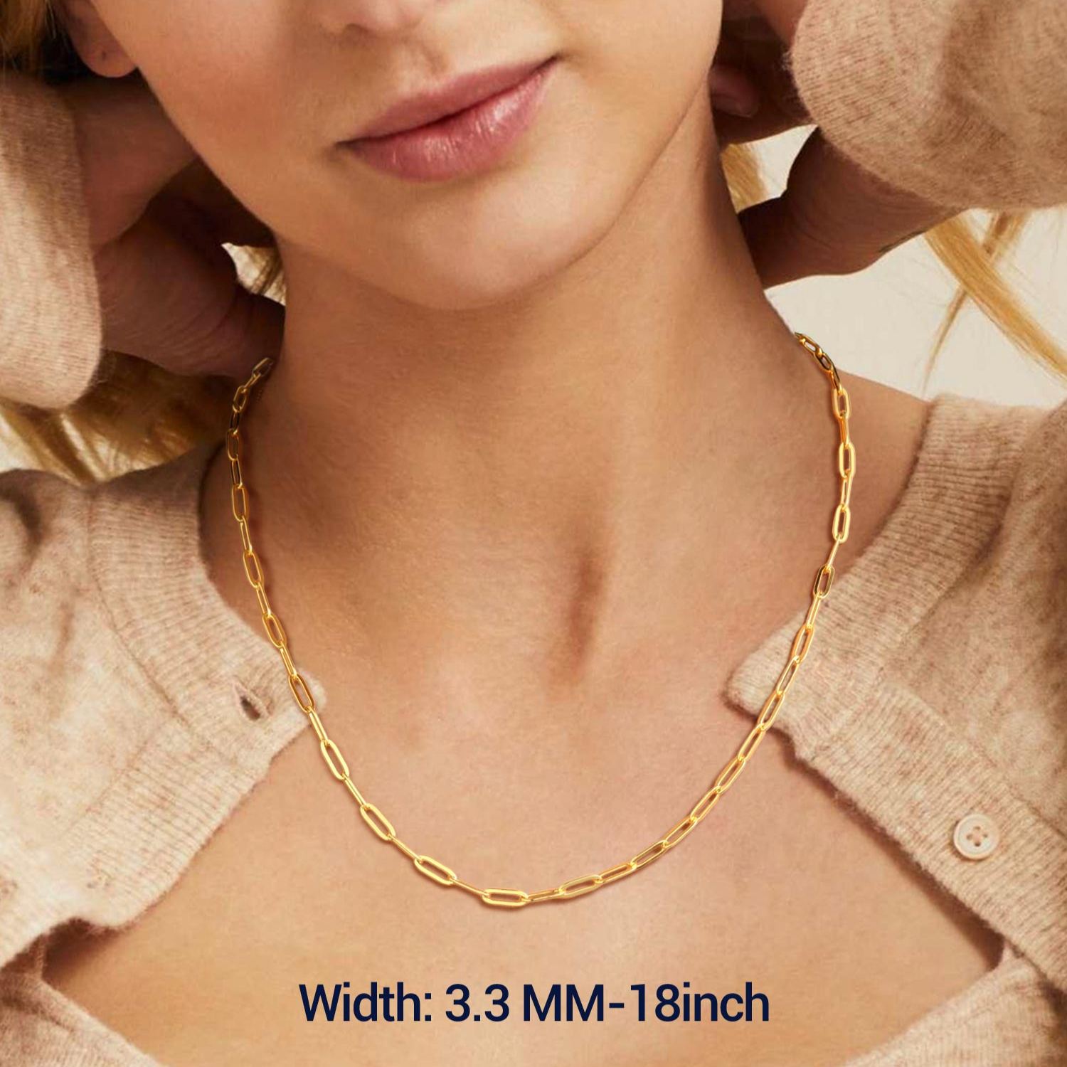 1.7mm Sterling Silver Paperclip Necklace For Women