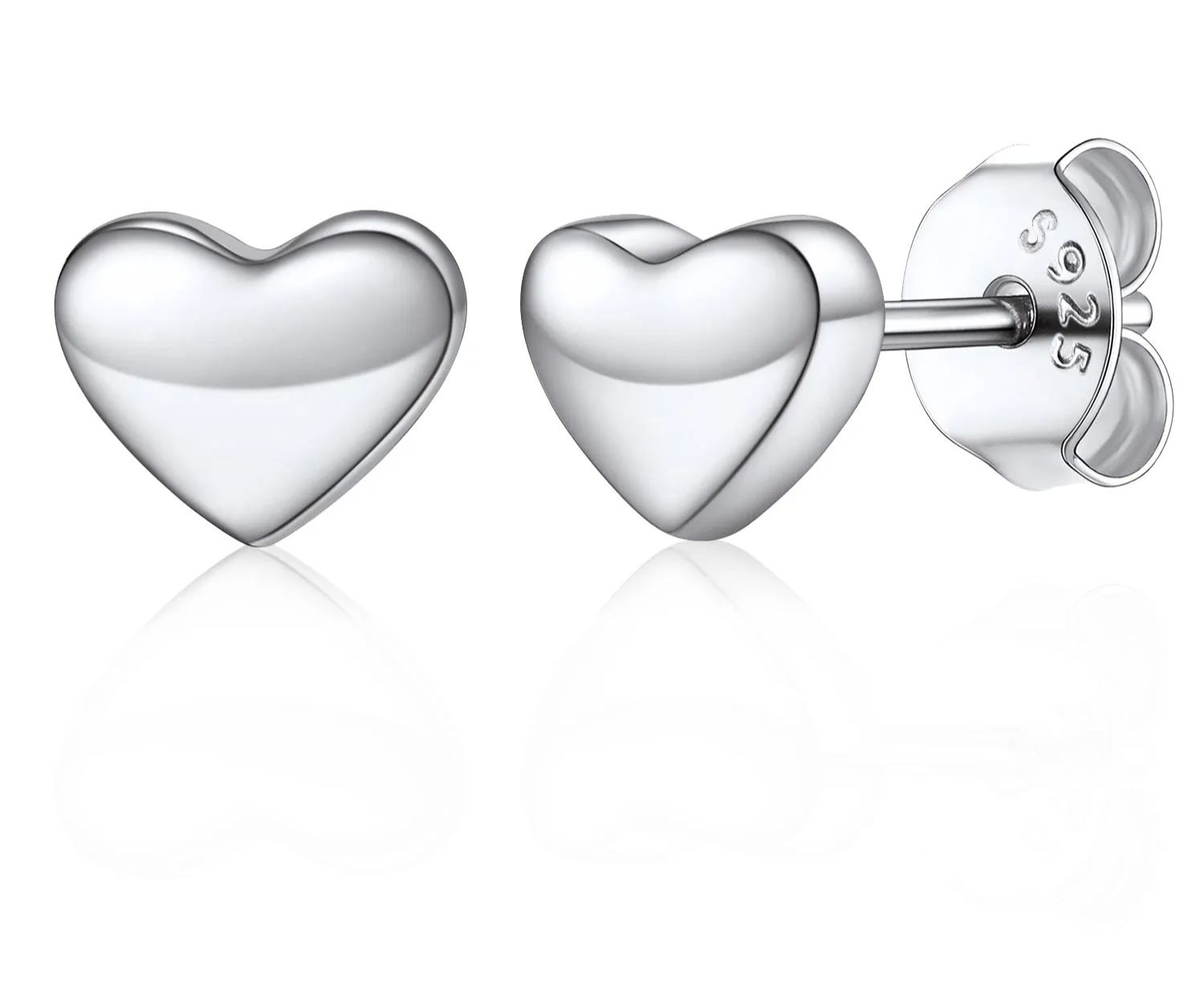 7mm Heart Stud Earrings