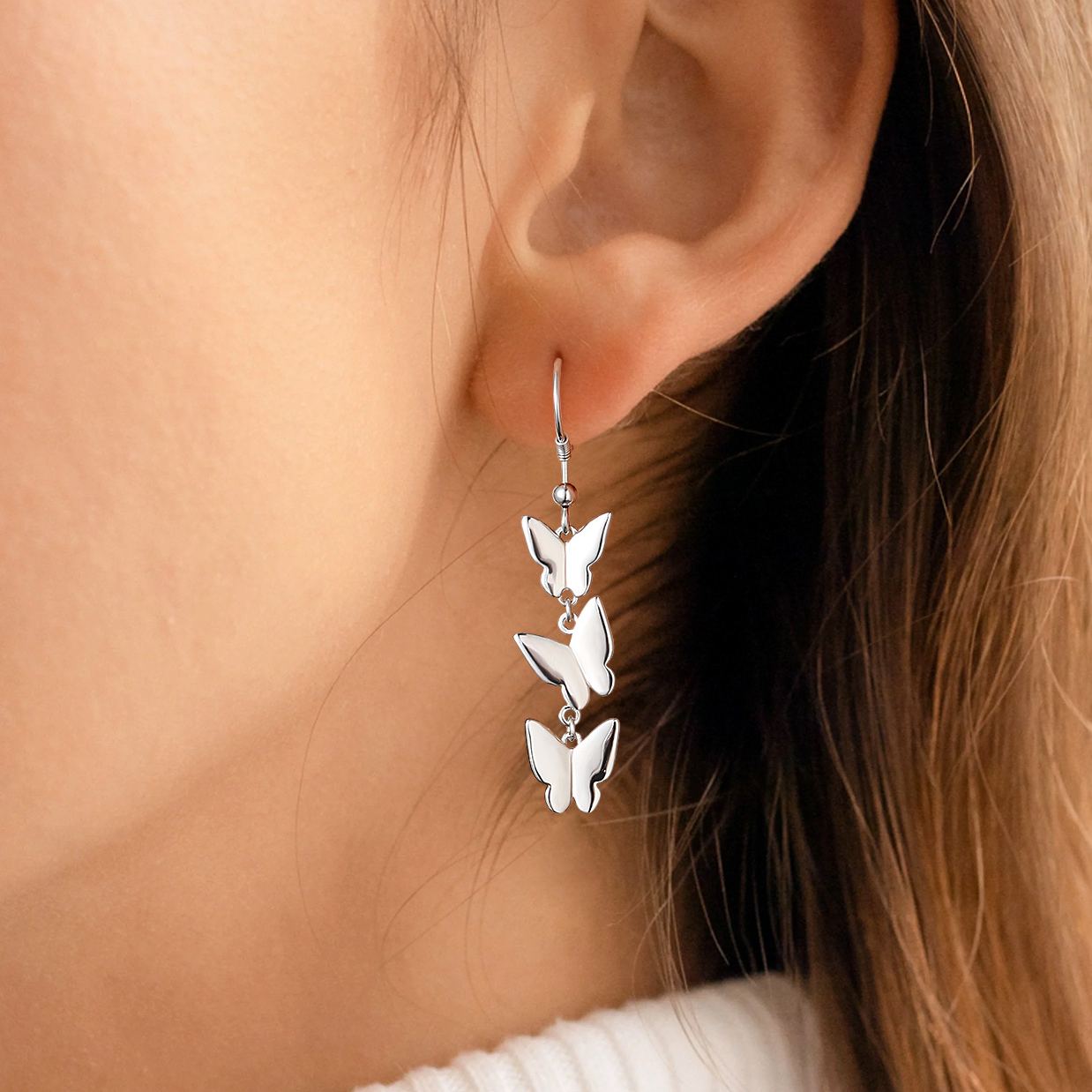 Sterling Silver Dancing Butterfly Earrings for Her