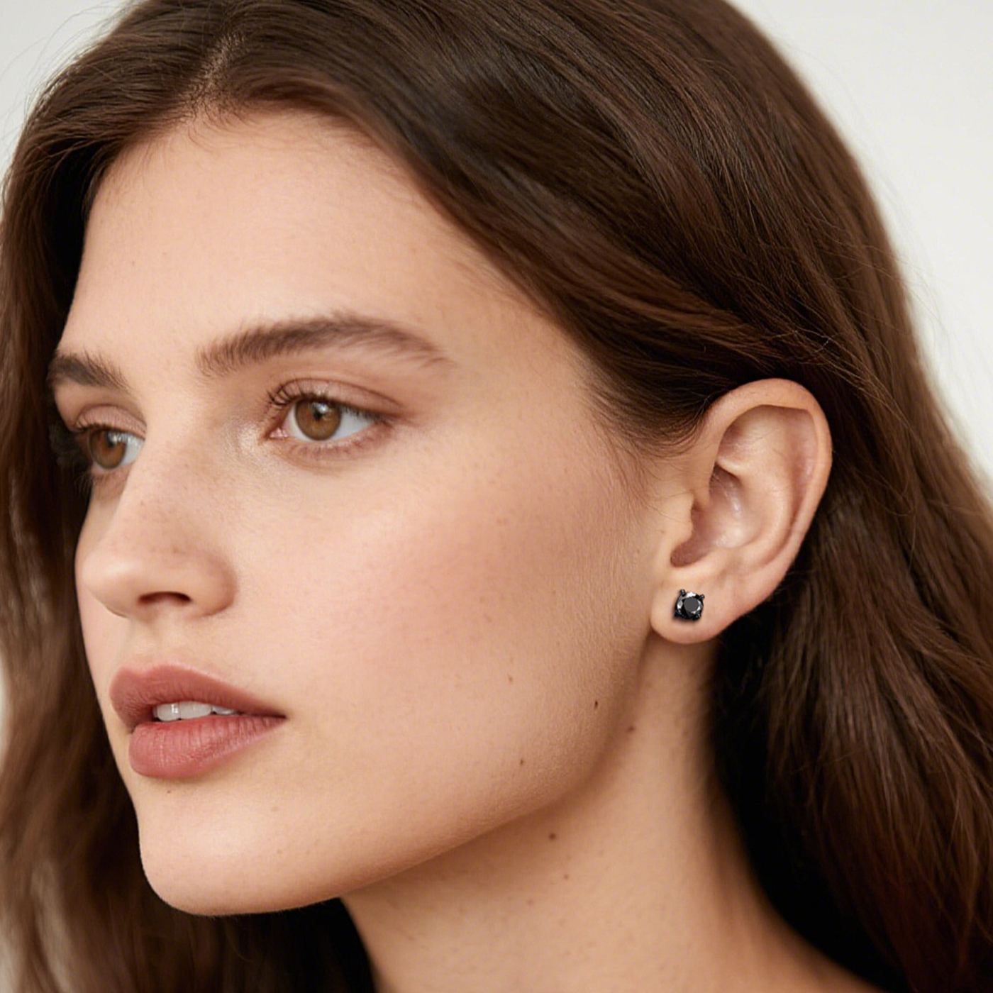 Sterling Silver Black Zircon Stud Earrings for Her for Him