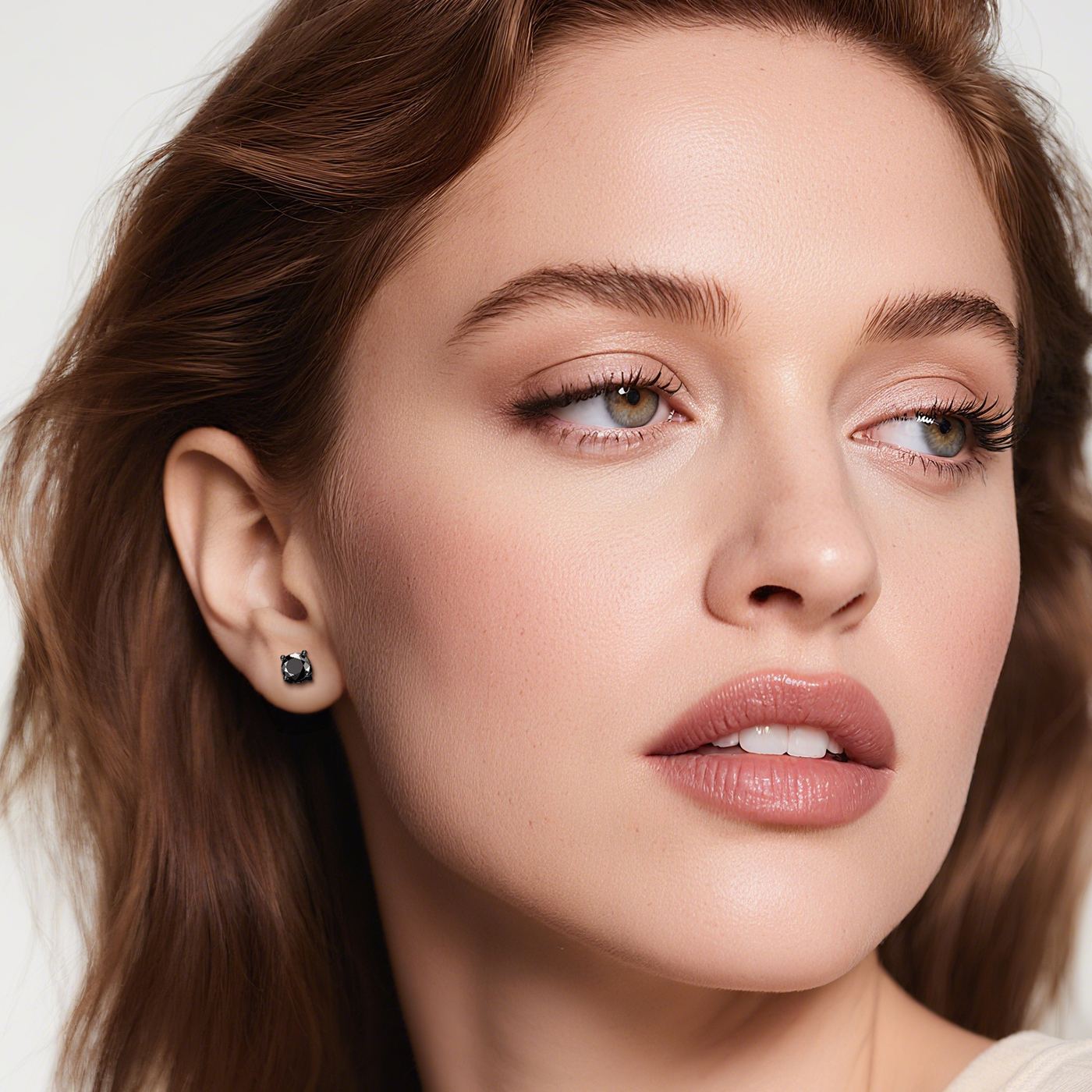 Sterling Silver Black Zircon Stud Earrings for Her for Him